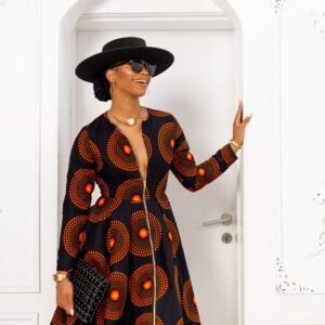 KEITA AFRICAN PRINT ZIP FRONT DRESS