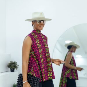 TRACY AFRICAN PRINT HILOW TOP [PINK]